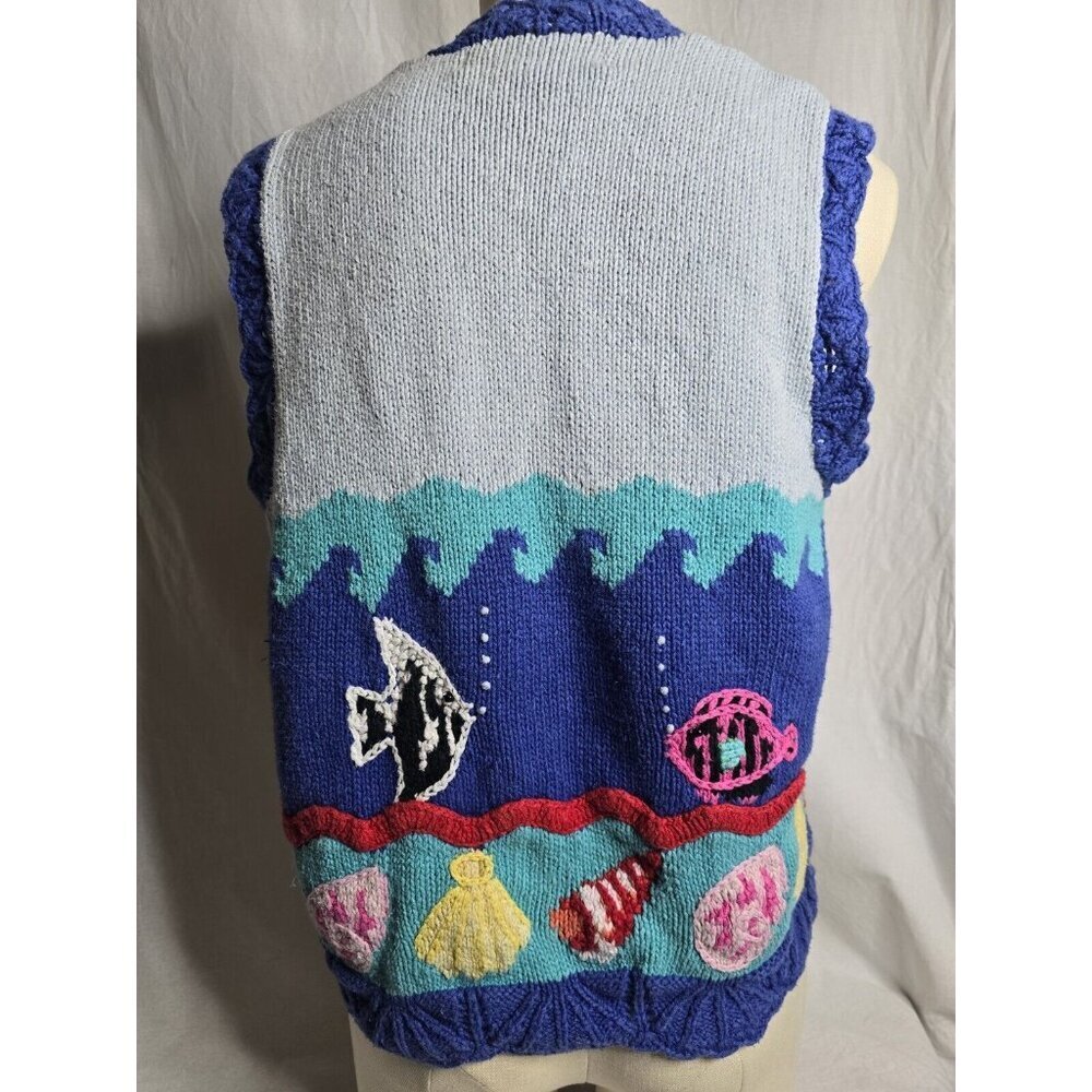 Vintage Star Blue Originals Ocean theme Women's Sweater Size Small sleeveless - Picture 10 of 13